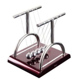 Cradle Pendulum – Metal Perpetual Motion Toy & Swing Balance Collision Ball Decoration Figurine with Polished Plastic Base & Nylon Strings for Office Desk (L13.5 x B11 x H13.5 cm)