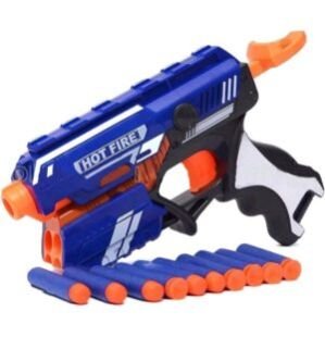 Storm Hot Fire Soft Bullet Gun Toy with 10 Safe Soft Foam Bullets, Fun Target Shooting Battle Fight Game for Kids Boys (Storm- Hot Fire)