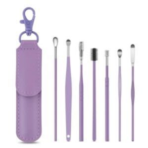 6 Pcs Earwax Removal Kit, Ear Cleansing Tool Set, Ear Curette Ear Wax Remover Tool, Small Size Stainless Steel Ear Cleaner with Storage Pouch, Easy to Use, Painless Ear Pick