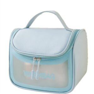 Heltom Cosmetic Storage Pouch Make up Bag for Home & Travel Toiletry Bag for Cosmetics Brushes Accessories Waterproof Zippered Cosmetic Bag Portable Carry Pouch for Traveling (Sky Blue)