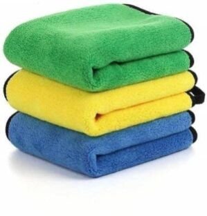 Microfiber Cloth for Car-600 GSM-Pack of 3, Soft Ultra Absorption Kitchen Cleaning Cloth-40x40cm, Dusting Cloth for Home Cleaning, Microfibre Towel for Car Bike Cleaning Washing, Multicolor
