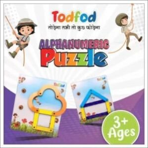 TodFod Alphanumeric Wooden Alphabets Puzzle Toys for Kids & Children, 28 Piece Puzzles Board for Teaching Letters, Numbers & Common Shapes