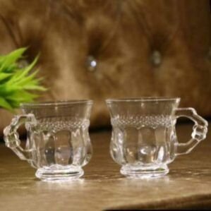 Glass Tea and Coffee Cups (Transparent) Coffee Cappuccino Tea Multi Use Mug with Handle (Size: 140 ML)(Set of 6 Piece)