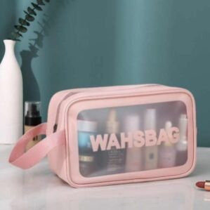 Water-Resistance Toiletries Cosmetics Makeup Storage Organizer Bag for Girls and Women Pink Small