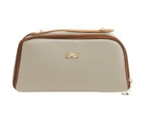 Portable Hanging Travel Toiletry Bag, Waterproof Dopp Kit for Shaving Makeup Accessories, Women Cosmetic Organizer with Large Capacity, for Gym, Camping (Cream Handle Cosmetic Bag)