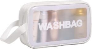 Waterproof Cosmetic Makeup Wash Bags Transparent Zipper Makeup Bag Grooming Kit Jewelry Pouch Portable Carry Pouch for Women and Men (Small, White)