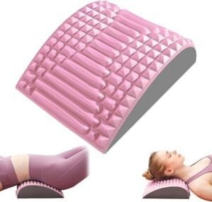 Bennort Back and Neck Stretcher For Spinal Pain Relief, Yoga Back-Neck stretcher Lumbar Pillow for Upper & Lower Muscle Lumbar Support for Bed Chair & Car, Sciatica Nerve,Posture Correction (Pink)
