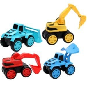 Toys 4 Pack Set with Excavator, Bulldozer, Road Roller, Lift Truck Toys, Friction Powered Push and Go Toy Cars for Toddlers, Kids, 1 to 6 Year Old Boy, Girl, Trucks Vehicles