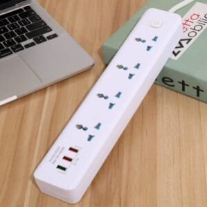 Guard Extension Cord Extension Board with 3 USB Charging Ports 4 Universal Sockets Charging Station Cord Power Surge Protector 3 Meter Cord Length for Mobile Laptop Office Home Travelling