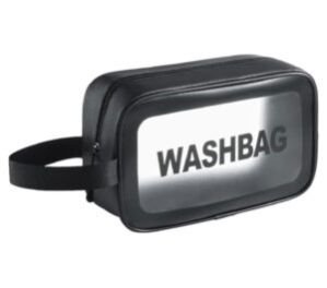 Portable Zipper Makeup Wash Bag Organizer Carry Pouch Bag,Travel Storage Washbag for Women and Girls (Black)