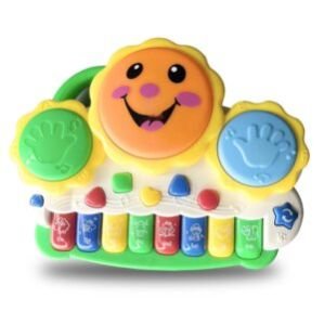Electronic Drum Smiley Face Keyboard Piano|2 in 1 Musical Toy with Animal Sounds & Flash Light |AA Battery Operated|Learning & Educational Toy For Kids 1+|Birthday & Return Gift|Made In India
