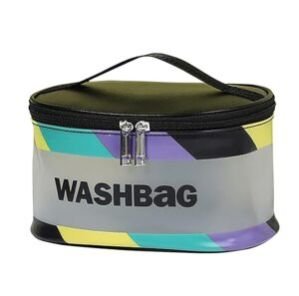 Toiletry Bag, Wash Make Up Bag Pvc Waterproof Zippered Cosmetic Bag, Portable Carry Pouch For Women Men (Black),W-15.5 Cm