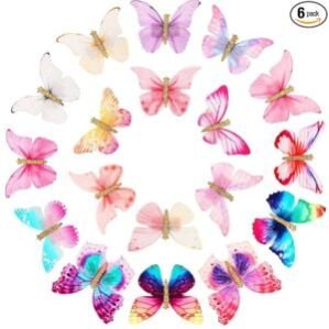 Butterfly Hair Clips Glitter Barrettes Butterfly Snap Hair Clips For Teens Women’s Hair Accessories(Multicolour) (6 pcs)