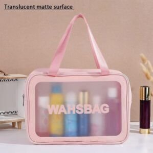 Travel Makeup Bag/Cosmetic Pouch/Makeup Organizer Case/Toiletry & Accessories Case | for Men & Women | Perfect for Travel, Commute, Gym, Trips & Daily Use – (Large, Pink)
