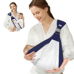 Baby Carrier Newborn to Toddler, Ergonomic 3D Mesh Baby Wraps Carrier, Adjustable Baby Sling, Lightweight Breathable Baby Carrier Wrap with Thick Shoulder Straps for 0-36 Months And Baby Knee Pads for Crawling