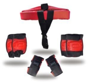 Skating Guard Kit for Skating | Cycling Protection Set | Multi Sport Gear for Children Age 5-16 Years, Helmet Elbow Guards Knee Caps & Hand Gloves (RED)