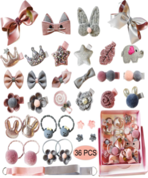 36 Pcs. Baby Girl’s Hair Clips Set, Hair Ties Elastic for Girls Toddlers Hair Accessory [Multi-Color]