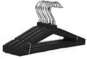 Multipurpose Heavy Quality Plastic Hangers for Wardrobe Cloth Hanger with Plastic Coating Hangers Assorted Black Pack of 12