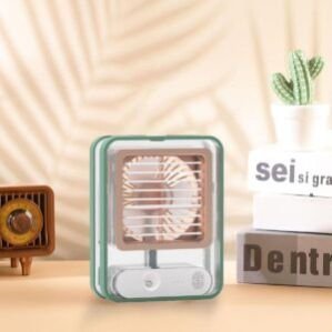 Mini cooler Mist Spray Light Fan Transparent USB Air Cooler, Rechargeable Fan