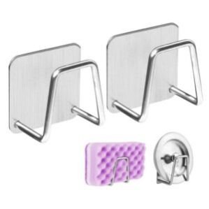 Adhesive Sponge Holder Sink Caddy for Kitchen Accessories – SUS304 Stainless Steel Rust Proof Waterproof, Quick Drying