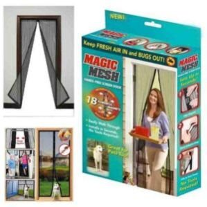 Mosquito Screen Door Net Curtain with Magnets || Magic Mesh Magnetic Screen Door net for Main Doors || Balcony with Full Frame || Black Color