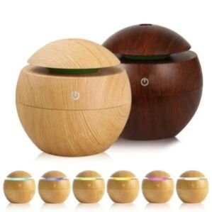 Wood Humidifire | USB Mini Humidifier | Oil Diffuser Aroma Air Humidifier | Air Humidifier For Room | 6 Color Changing Lights | Portable Ultrasonic Mist Humidifier For Home |