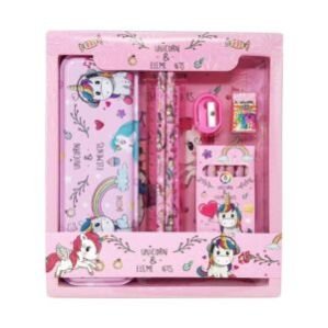 Unicorn Gift for Kids (Pack of 7 Items) Cute Stationary Set for Kids Pencil Box Pencil Eraser Sharpner Scale Crayon for Girls/Boys Birthday Party Return Gift