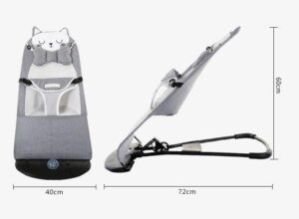 Musical Comfort Natural Baby Bouncer Rocking Chair – Foldable and Reclining with Music – Upto 9Kg (Sleepy CAT)