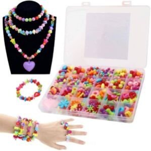 Plastic Beads for Kids Crafts Children’s Jewelry Making Kit DIY Bracelets Necklace Hairband and Rings Craft Kits Birthday for 4, 5, 6, 7-Year-Old Little Girls – Multicolor