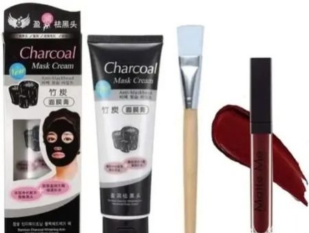 Anti Blackhead Charcoal Mask with brush And Lipstick