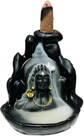 Ceramic Showpiece Figurine (7 × 7 × 12) aadhiyogi Incense Holder