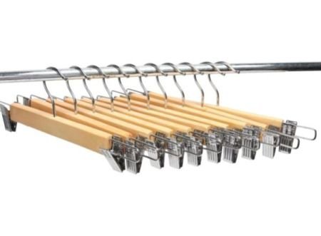 Hanger|Steel Adjustable Clips|Wooden Natural Finish Closet Hanger with Swivel Hook for Clothes & Classical Lifestyl