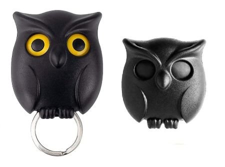 Magnetic Owl Key Holder Cute,Night Owl Keyring Holder, Automatic Open Close Eyes Creative Black Key Hanger Holder