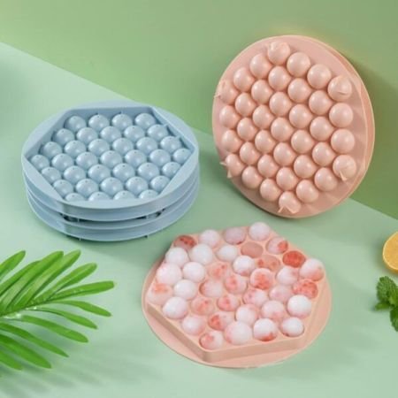 Ice Cube Tray Silicone for Freezer Flexible Shape Honeycomb for Chocolate Cake Maker Mould, Chilled Drinks, Reusable Kitchen Accessories Items (Multi Color)