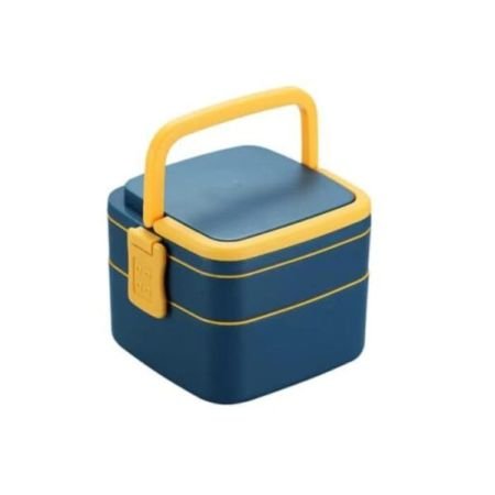 Double-Layer Airtight Square Lunch Box with Handle, 2 Compartment Tiffin with Handle & Push Lock, Plastic Tiffin Box for Travelling, School Kids & Office Exclusive