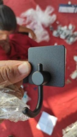 Adhesive Wall Hanging Hooks Heavy Duty For Wall, Sticking Hooks Used For Bathroom Toilet And Multipurpose Work Square Design Black Color