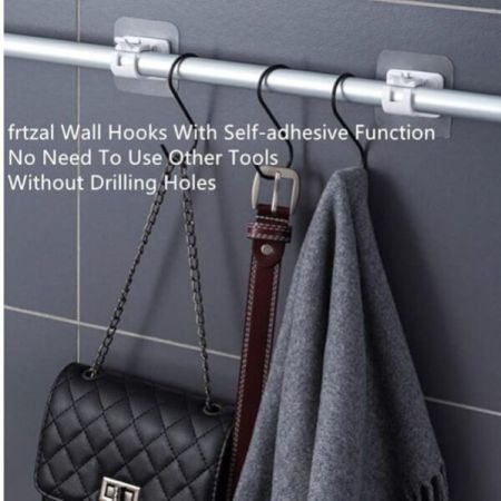 Adhesive Curtain Holders Brackets Without Drilling, Curtain Rod Bracket, Adhesive Curtain Rod Holder Hooks, Door and Window Curtain Brackets