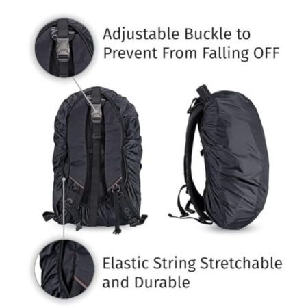 Rain and Dust Bag Cover with Waterproof, Dustproof Bag Cover for Backpack, Laptop Bags, School/College/Office, Rubberized Material, Black