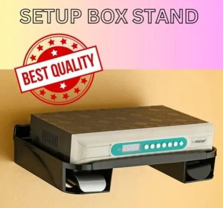 TV Set Top Box Stand with Remote Holder Wall Mount Shelf DTH Stand for WiFi Router Stand All Type of Set Top Box (Black)
