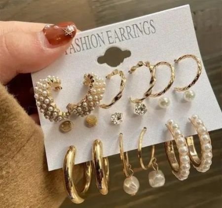 Charming pearl earrings combo set of 9 for Women and girls