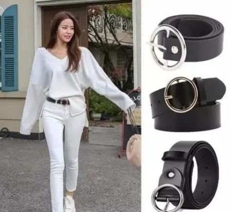 Debelt PU leather Pin Buckle with O-Ring Belts foe Women/girls/Ladies Jeans Trousers Western Dresses- Adjustable to Fit-Waist Belt in Gift (Silver Buckle)