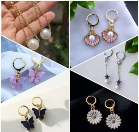 shimmering beautiful pack of 6 earrings combo for women and girls