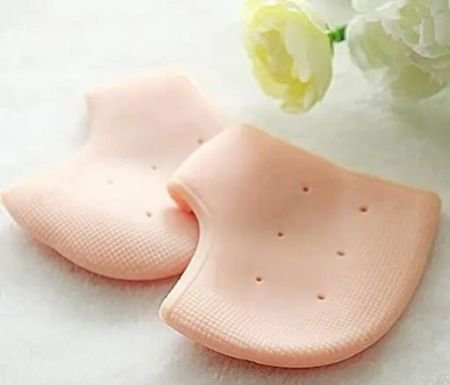 Silicone Gel Heel Pad Socks For Heel Swelling Pain Relief, Anti Crack Full Length Dry Hard Cracked Heels Repair Cream Foot Care For Men And Women (Half length)(1 Pair)=(2 pcs)